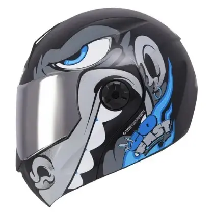 CASCO ABATIBLE ICH 3110 MONKING NEGRO AZUL BRILLO XL