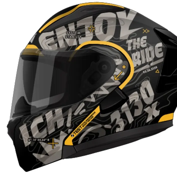 CASCO ABATIBLE ICH 3130 SCALE NEGRO AMARILLO MATE XL