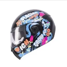 CASCO ABATIBLE ICH 3110 FLOWER_UP NEGRO NARANJA BRILLO XS 